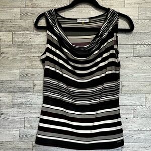 Calvin Klein Ladies Scoop Neck Blouse/ Size-M / Black, Burgundy, White, Gray/EUC